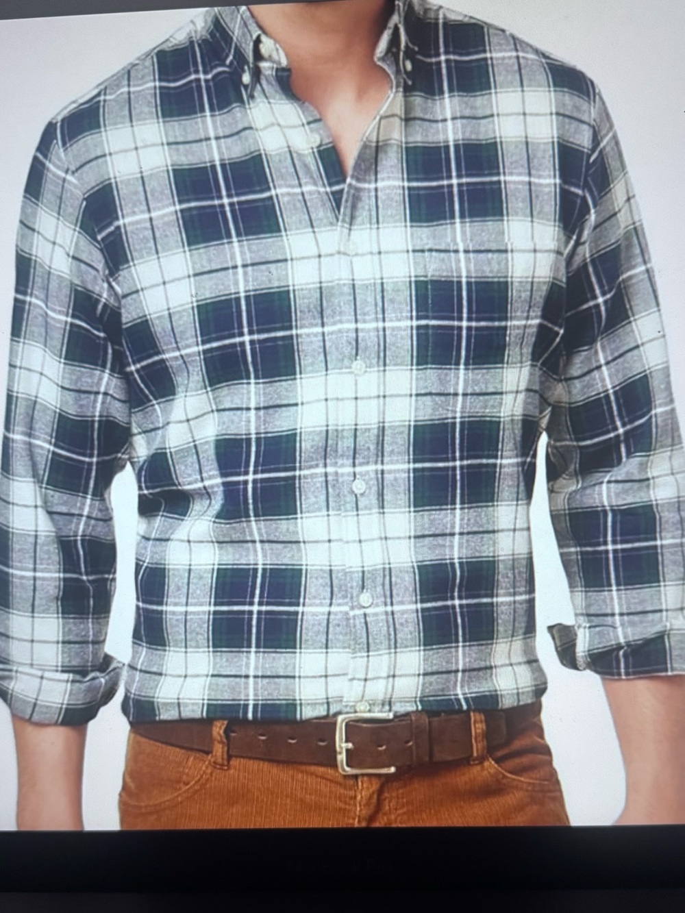 Club Room Men's Flannel Navy & White Plaid Button-Up Shirt - Picture 3 of 4